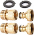 2Sets Garden Hose Quick Connector 3/4 inch GHT Brass Easy Connect Fitting - Quick Disconnect Hose Fittings Male and Female...