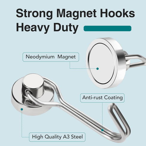 TRYMAG Magnet Hooks, 25LBS Swivel Neodymium Magnetic Hooks for Hanging, Rare Earth Magnet Hook for Refrigerator, Kitchen, Locker, Cruise Cabin, Do...