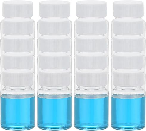 PATIKIL 20 Pcs 50ml Reagent Bottles, PET Wide Mouth Round Bottles with Screw Cap for Lab Water Reagent Liquids Solid Sample Storage Seal, Transpar...