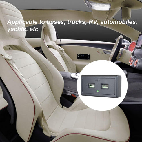 RV USB Outlet, 12V 24V Dual Port USB Car Charger Socket with Indicator Light and Cap, Waterproof Panel Mount Power Outlet for Bus ATV RV Boat Truc...