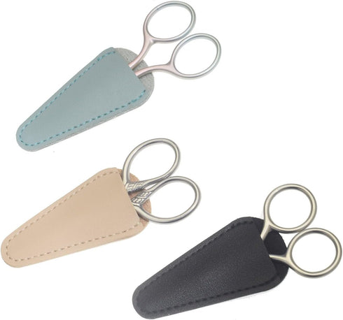 3pcs Pu Leather Scissor Blade Covers Embroidery Scissors Sheaths Blade Protectors?Black Blue Brown?...