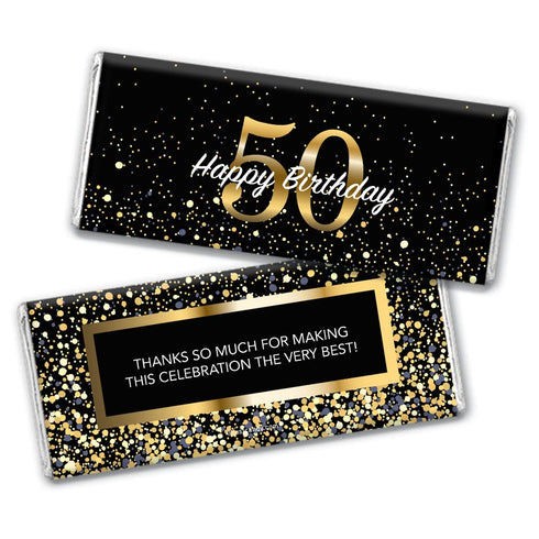 24ct 50th Birthday Party Favors Custom Wrappers for Chocolate Bars (24 Count) - Candy Not Included...