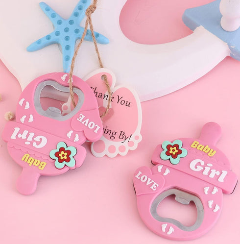 24 pcs Pink Bottle Opener Baby Shower Favor for Guest, Girl Baby Shower Party Souvenir/Keepsake/Decoration, PVC Metal Bottle Opener for Beer (Pink...