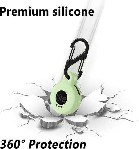 Geiomoo Silicone Case Compatible with Tile Sticker 2022, Protective Cover with Carabiner (Luminous Green)...