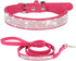 Female Dog Collar and Leash Set,Cute Rhinestone Dazzling Sparkling Soft Pretty Bling Crystal Diamond Pet Puppy Collars for XXS XS Small Medium Lar...