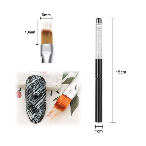 LWBTOSEE 2pc Nail Ombre Brush Nail Art Painting Pen Brush UV Gel Polish Gradient Color Rhinestone Crystal Acrylic Nail Drawing Pen...
