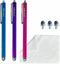 3-Pack 5.3'' Micro-Knit Mesh Tip Capacitive Stylus Pens for Touch Screens with Replaceable Fiber Tips, Universal Stylus Pens and Cleaning Cloth (H...