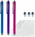 3-Pack 5.3'' Micro-Knit Mesh Tip Capacitive Stylus Pens for Touch Screens with Replaceable Fiber Tips, Universal Stylus Pens and Cleaning Cloth (H...