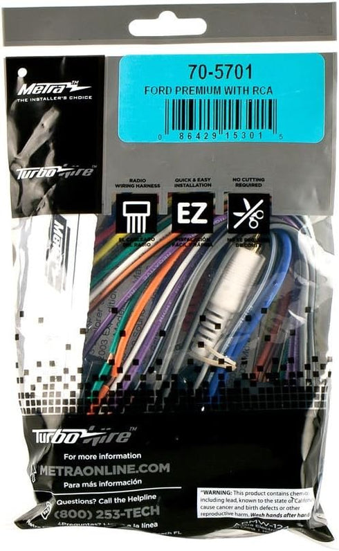 Metra Electronics 70-5701 Wiring Harness for Select Ford Vehicles with Premium Sound and RCA, Regular...