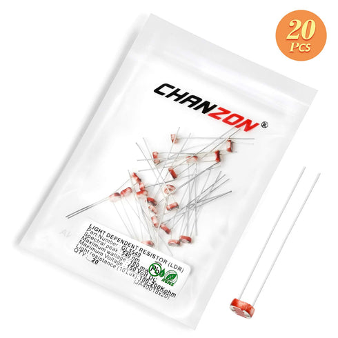 Chanzon 5mm 10 ? ohm Photoresistor LDR Resistor 5549 GL5549 Light-Dependent Photoconductor 20pcs Photo Light Sensitive...