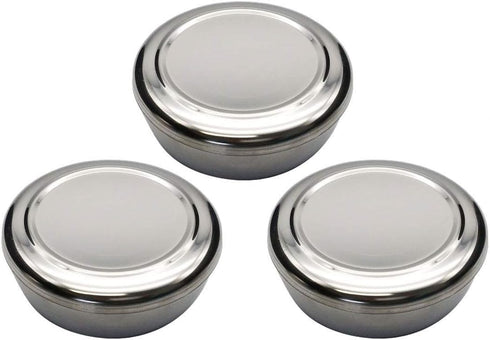 GARASANI 3 Pack Korean Traditional Stainless Steel Good Fortune Rice Bowl with Lid Set (Silver 3Pcs)...