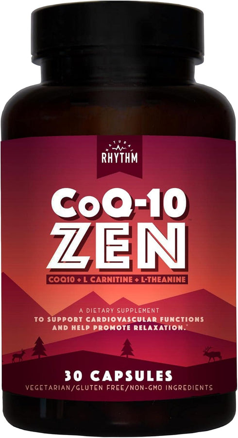 Natural Rhythm CoQ10-ZEN (Coenzyme Q10 + L-Carnitine + L-Theanine) - 30 Capsules...