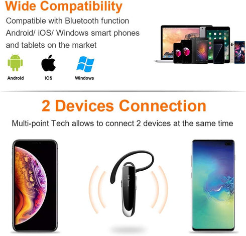 Link Dream Bluetooth Earpiece for Cell Phone Hands Free Wireless Headset Noise Cancelling Mic 24Hrs Talking 1440Hrs Standby Compatible with iPhone...