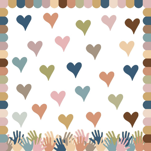 Boho Heart Bulletin Decor Classroom Bulletin Board Decoration Set Heart Hand Paper Cutouts for Classroom Office Home Wall Party Supplies, 52 Pcs...