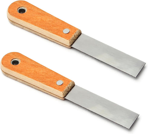 Utoolmart Putty Scraper 1" Cr-V Steel Stiff Putty Knives with Wooden Handle for Taping Paint Wall Floor Tile 2Pcs...
