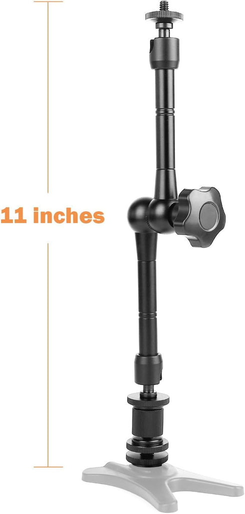 11'' Magic Arm, ChromLives Articulating Magic Friction Arm Adjustable w/Hot Shoe Mount 1/4'' Tripod Screw Compatible with DSLR Camera Rig/LCD/DV M...