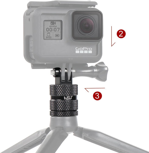 HSU Aluminum 1/4 inch 20 Camera Mount, 360 Degree Rotation Tripod Adapter Fits GoPro Hero, DJI Osmo Action Camera Insta360 Ace Pro AKASO Campark a...