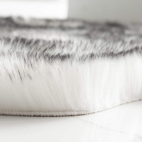 Carvapet 2x4ft White Faux Sheepskin Rug with Black Tips Soft Shaggy Plush Area Mat for Bedroom Living Room Beside Floor Decor...