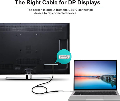 Kkf USB C to DisplayPort Adapter 8K, USB Type C to HDMI Male to Male Cable Converter Compatible with DP/HDTV Or MacBook/Chromebook,Note 8/S8/S8 Pl...