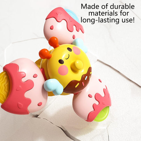 3PCS DIY Spinner Fidget Toys for Boy Girl, Window Spinning Sensory Toy with Suction Cup Top, Baby Bath Toys 12-18 Months, First Birthday Gifts for...