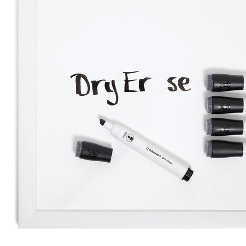U Brands Low Odor Dry Erase Markers with Erasers, Chisel Tip, Black, 5 Count...