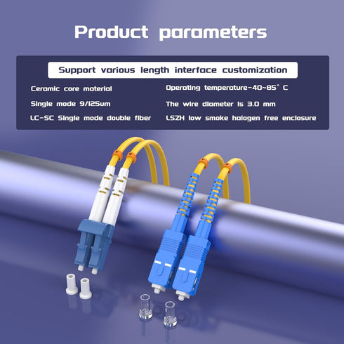 7.5Meters 25ft LC/UPC-SC/UPC Single-Mode Fiber Optic Cable LC to SC OS2 Jumper Optical Patch Cord Duplex 9/125um Yellow LC-SC...