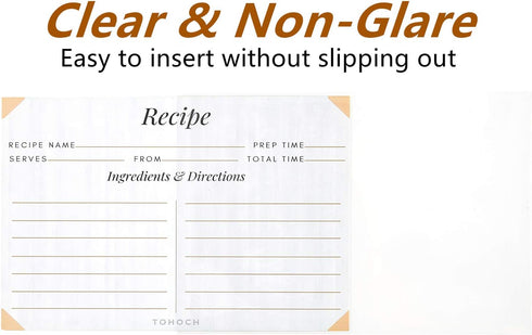 4x6 Recipe Card Protectors, 105 PACK Thick Recipe Card Covers Clear with 56 Divider Labels, Plastic Recipe Card Sleeves 1 Pockets Per Page Fit int...