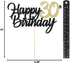 PALASASA Black Gold Glitter Happy Birthday cake topper - 30 Anniversary/Birthday Cake Topper Party Decoration (30th)...