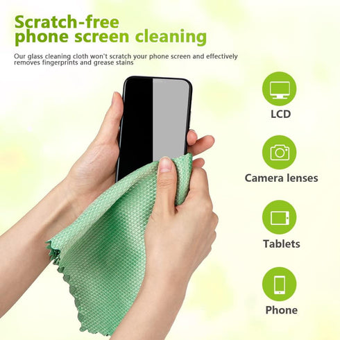 HOMEXCEL Microfiber Glass Cleaning Cloths-6PK, 16"x14" Lint Free Window Cleaning Cloth, Glasses, Mirrors, Screens, Stainless Steel, Premium Microf...