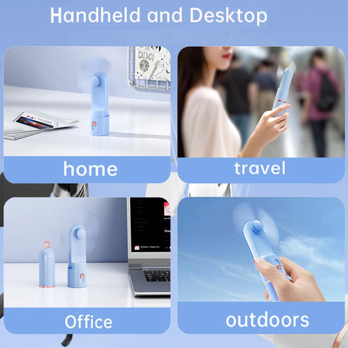 Portable Handheld Fan, Mini Fan USB Rechargeable, 3 Speed Personal Small Pocket Fan, Battery Operated Fan with Power Bank, Travel Hand Fan for Gir...