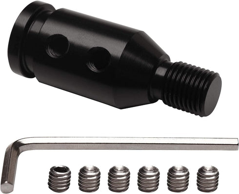 Black Car Shift Knob Adapter 12x1.25, Gear Shift Adapter 14mm, Aluminum Alloy Shifter Knob Adapter for Non-Threaded Manual Shifters M12x1.25 with ...