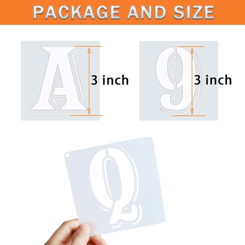 3 Inch Letter Stencils Symbol Numbers Craft Stencils, 42 Pcs Reusable Plastic Alphabet Templates for Painting on Wood, Wall, Fabric, Rock, Glass, ...