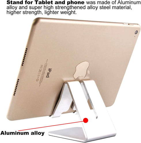 Tablet Stand Holder,Aluminum Solid Portablet Desktop Dock Hands Free Cradle Compatible with Tablets Such As iPad Air Mini Pro, Phone 14 13 11 XR M...