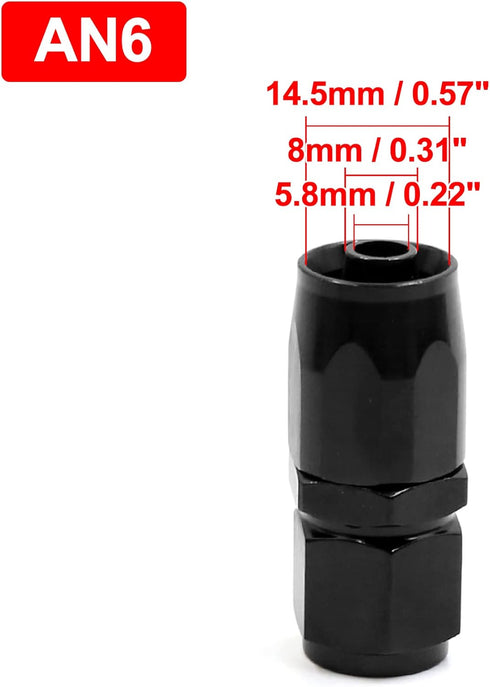 X AUTOHAUX 4pcs Black Aluminum Alloy 6AN Straight Swivel Car Fuel Oil Hose End Fitting...
