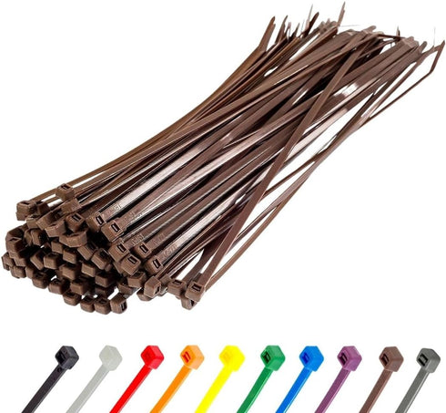 GTSE 12 Inch Brown Zip Ties, 100 Pack, 50lb Strength, UV Resistant Long Nylon Cable Ties, Self-Locking 12" Tie Wraps...