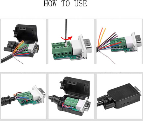 DB9 D-SUB RS232 Adapter 9 Pin Signals Terminal Breakout Plastic Cover 2 Row (Female with Screw)...