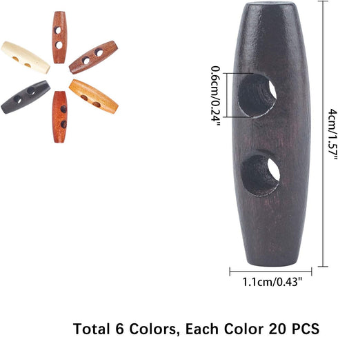 NBEADS 100 Pcs Wooden Buttons Oval Double Hole Buttons 2 Holes Horn Toggle Buttons Sewing Buttons for DIY Clothing Sewing Accessories...