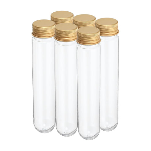 PATIKIL 80ml Plastic Test Tubes with Screw Caps, 6Pcs 156x30mm Tubes for Scientific Party Decoration Candy Bead Storage Bath Salt Lab Use, Gold To...