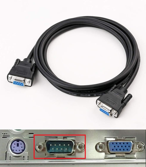 DTECH 6 ft RS232 Serial Cable Female to Female 9 Pin Straight Through (Black, 2 Meters)...
