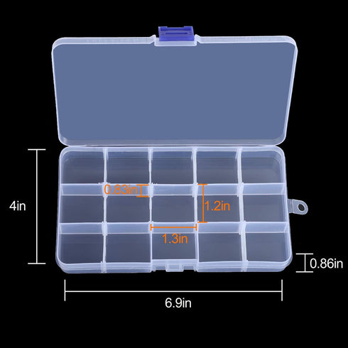 10 Pack 15 Grids Plastic Bead Organizer Containers Storage, Adjustable Dividers Diamond Jewelry Craft Painting Storage Case, Clear Small Fishing T...