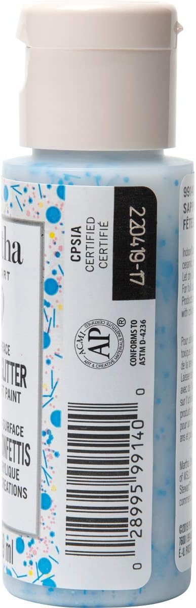 Martha Stewart Crafts Family Friendly Multi-Surface Confetti Glitter Acrylic Craft Paint, Sapphire Celebration...