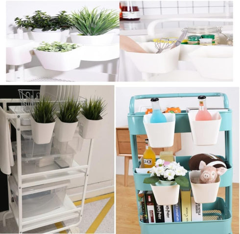 6 Pack Hanging Cup Holders, Wall Organizers, Rolling Cart Accessories Hanging Pen Holders Storage Containers Hanging Buckets for Home Decor Office...