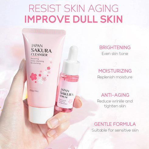 Skin Care Set - Sakura Skin Care Sets & Kits - Women Gift Sets with Cleanser,Serum,Eye Cream,essence Cream - Beauty Products For Women - Skin Care...