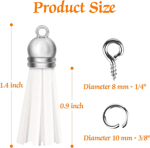 Keychain Tassels Jewelry Key Charms - 300pcs Keychain Tassels Bulk Including 100pcs Key Chain Tassles, 100pcs Jump Rings, 100pcs Screw Eye Pins Ho...