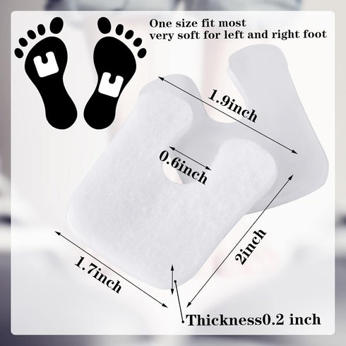 48 Pieces U-Shaped Felt Callus Pads Metatarsal Foot Pads for Pain Relief Keep Calluses from Rubbing on Shoes Forefoot and Support Self-Adhesive Fo...
