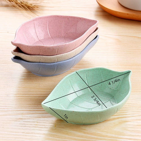24 Pack Leaf Shape Sauce Dish, Sauce Dipping Bowls Wheat Straw Soy Sauce Dishes, Mini Dinnerware Plate Condiment Dish for Paste Jam Sushi Assorted...