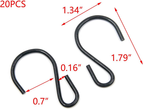 T Tulead S-Shape Hooks Hanger Hook Black Ornament Hooks Light Duty 1.79-Inch Length Small Iron Hooks Connector Pack of 20...