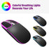 Leather Button Wireless Mouse,Laptop Mouse,LED Mouse with RGB Colorful Light,Slim Silent Mouse Rechargeable,USB C Mouse,Computer Mouse for Noteboo...
