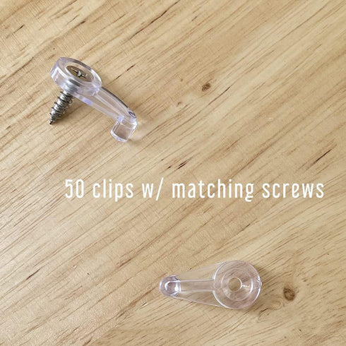 50 Piece Clear Glass Retainer Clips, 4mm Offset, Screen Clips with Screws, Cabinet Door Glass Retainer Clips, Glass Fasteners...