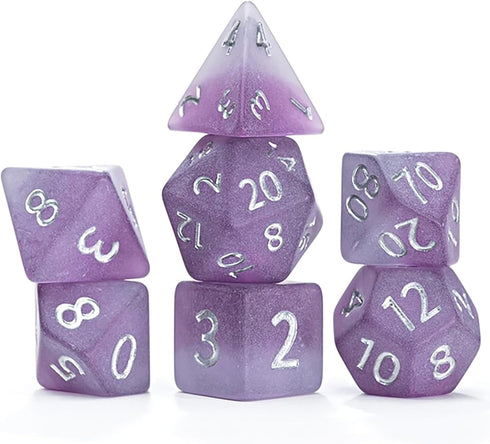 Gate Keeper Games and Dice: Sea Glass Dice: The Black Pearl - 7pc RPG Set, Violet Frosted Matte & Black Powder Resin, Dice for Role Playing Games...
